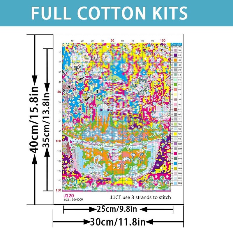 Eterkosu Halloween Counted Cross Stitch Kits for Adults, Ghost Stamped Cross Stitch Kits for Beginners, Needlepoint Cross-Stitch Horror Patterns Embroidery Kits Arts and Crafts for Home Decor - Image 2